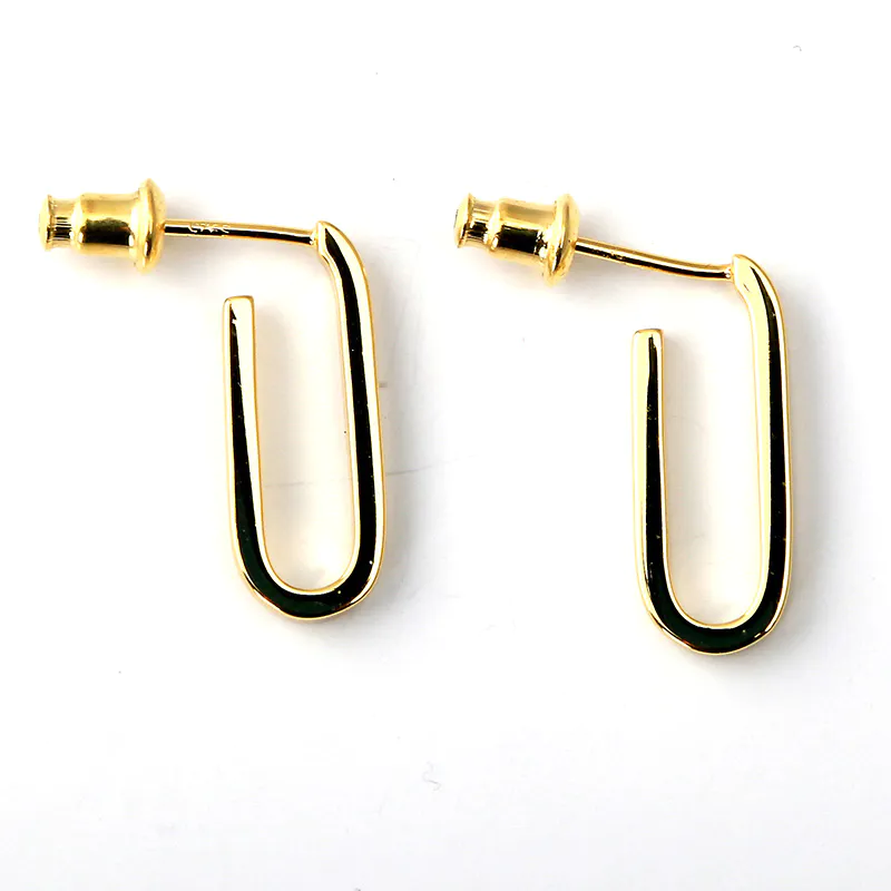 Hook-shaped titanium hoop gold-plated and silver-plated female earrings