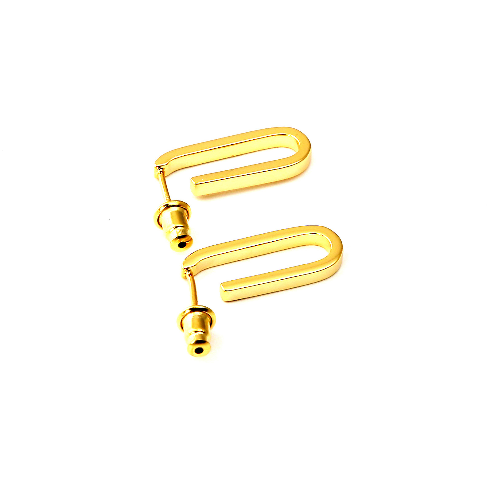 Hook-shaped titanium hoop gold-plated and silver-plated female earrings