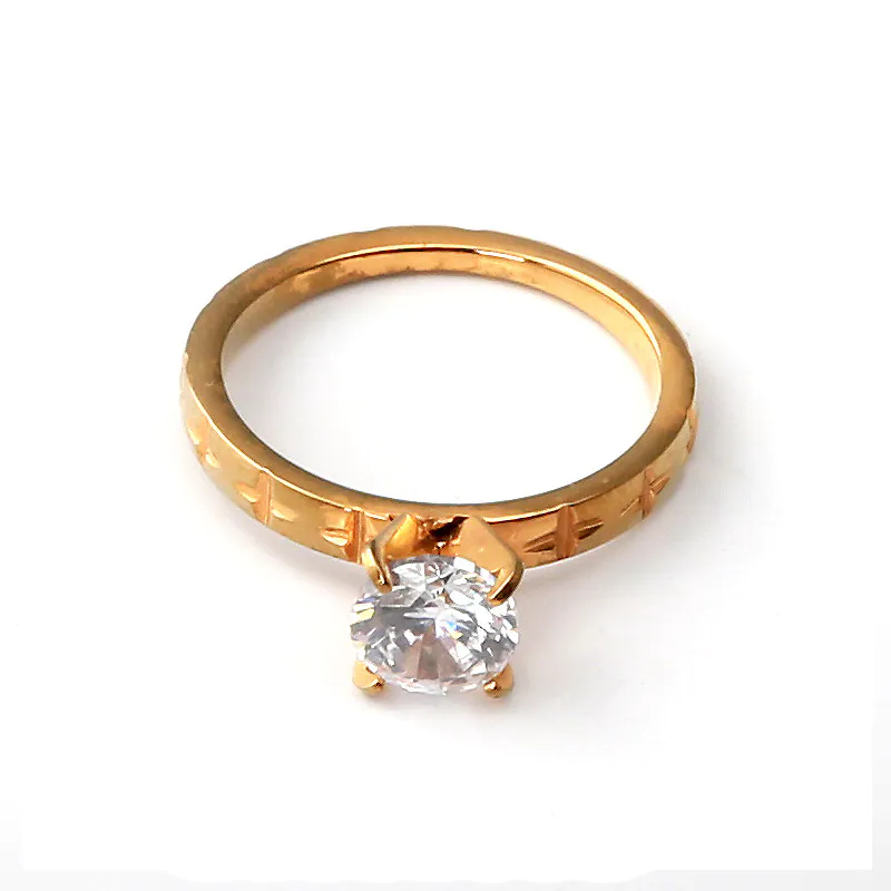 Cubic Zirconia Gemstone Wedding Ring 316L Stainless Steel ring