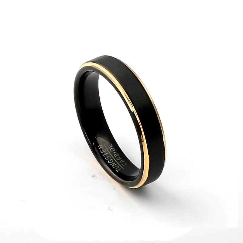 New Trendy Women Two Tone  Gold Tungsten rings Wedding Band For Men Ring