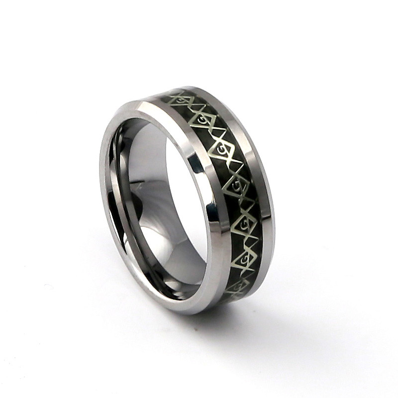 Silver black double ribbon pattern men and women tungsten steel ring