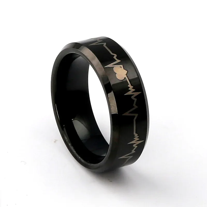 Custom Engraveable Tungsten Carbide Black Ring  fashion jewelry  for Men