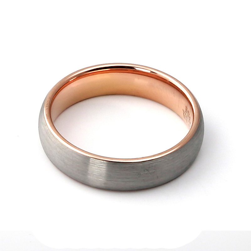 Women's Dome Rose Gold personalized  Tungsten ring Carbide Wedding Ring 6mm