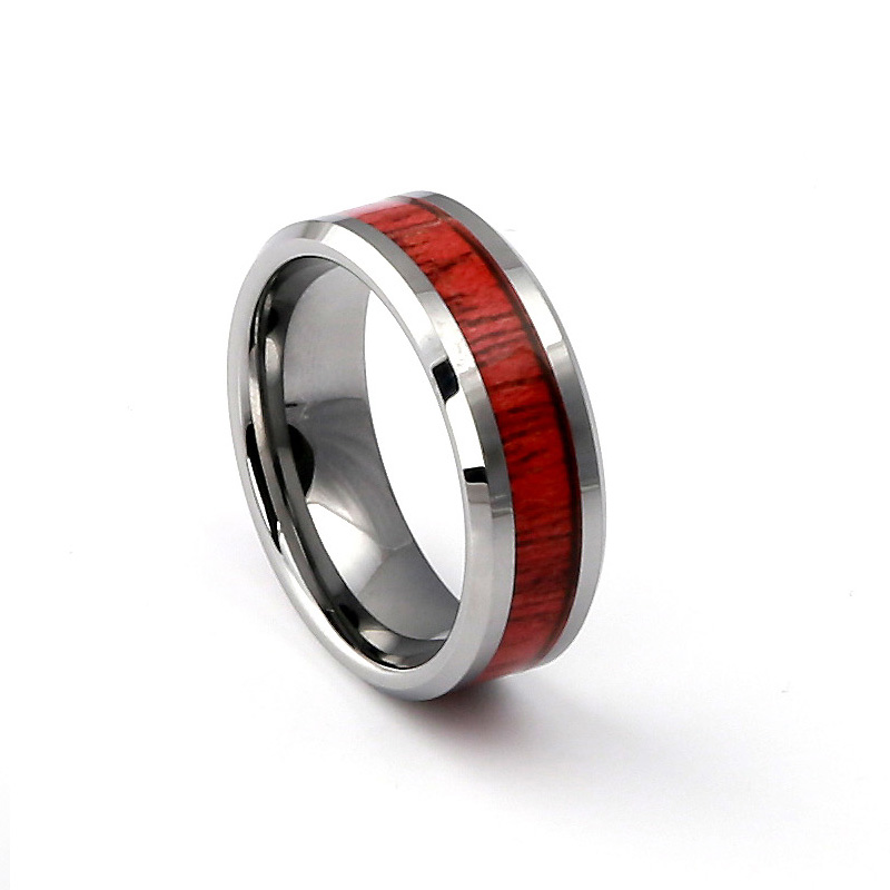 Koa Wood Tungsten metal ring Carbide Ring 8mm for Men