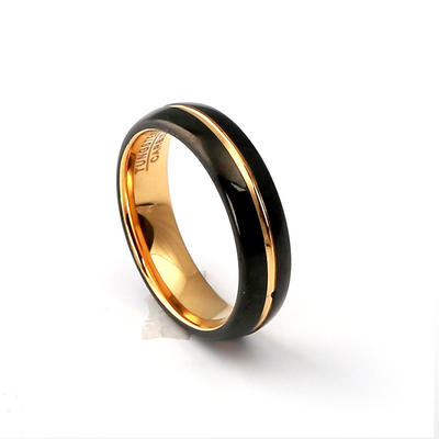 Best Selling Rose Gold tungsten steel wedding ring Black Men Ring