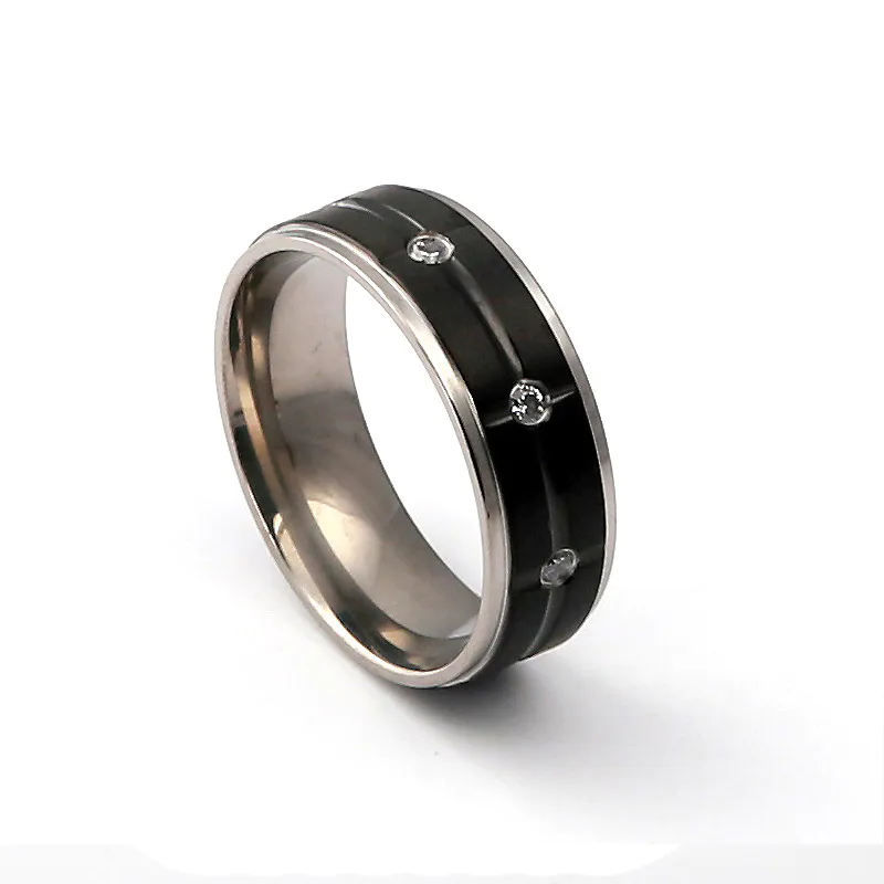 Cubic Zriconia Inlay titanium steel Wedding   rings Band for Men Women Engagement  titanium Ring