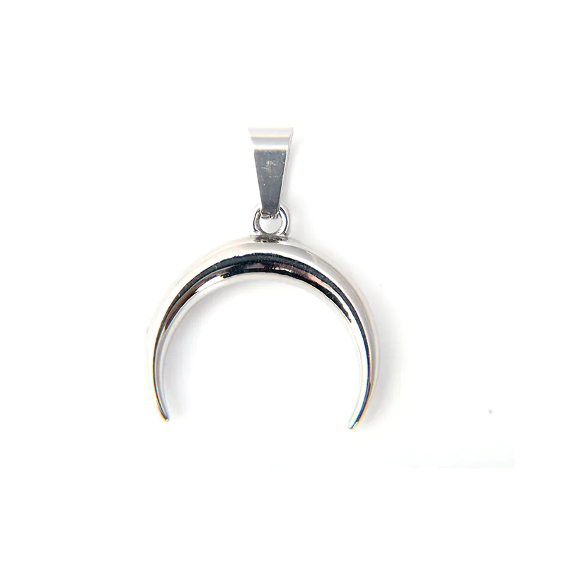 316 L stainless steel necklace custom half moon shape men and women pendant