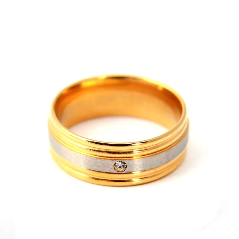 4 Stones Diamond 316L Stainless Steel Wedding Rings for Women Men