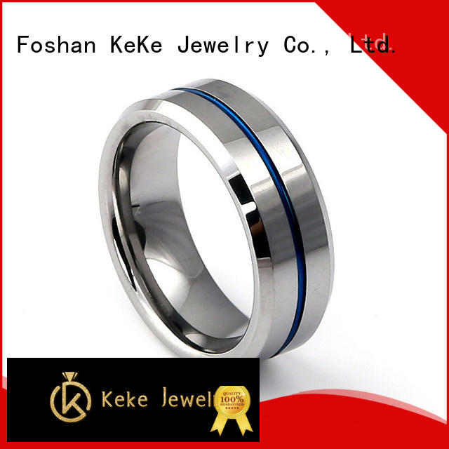KeKe blue tungsten rings for men customization for Be engaged