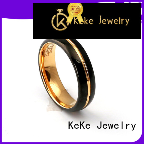 High quality black hammered tungsten wedding band customization for Be engaged