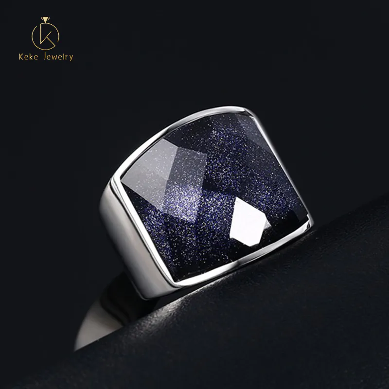Men's Design 19mm Blue Sandstone Exquisite Polished Ring Without Modification RC-290