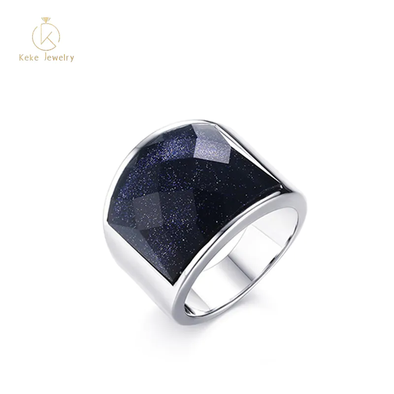 Men's Design 19mm Blue Sandstone Exquisite Polished Ring Without Modification RC-290