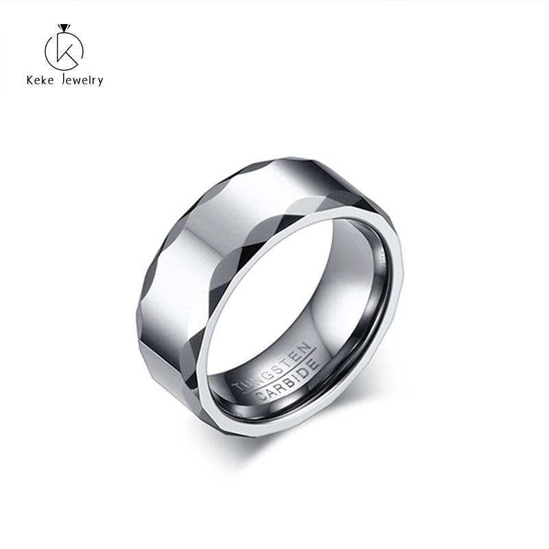 Simple and Lightweight Men's Silver Geometric Surface Stainless Steel Ring TCR-051