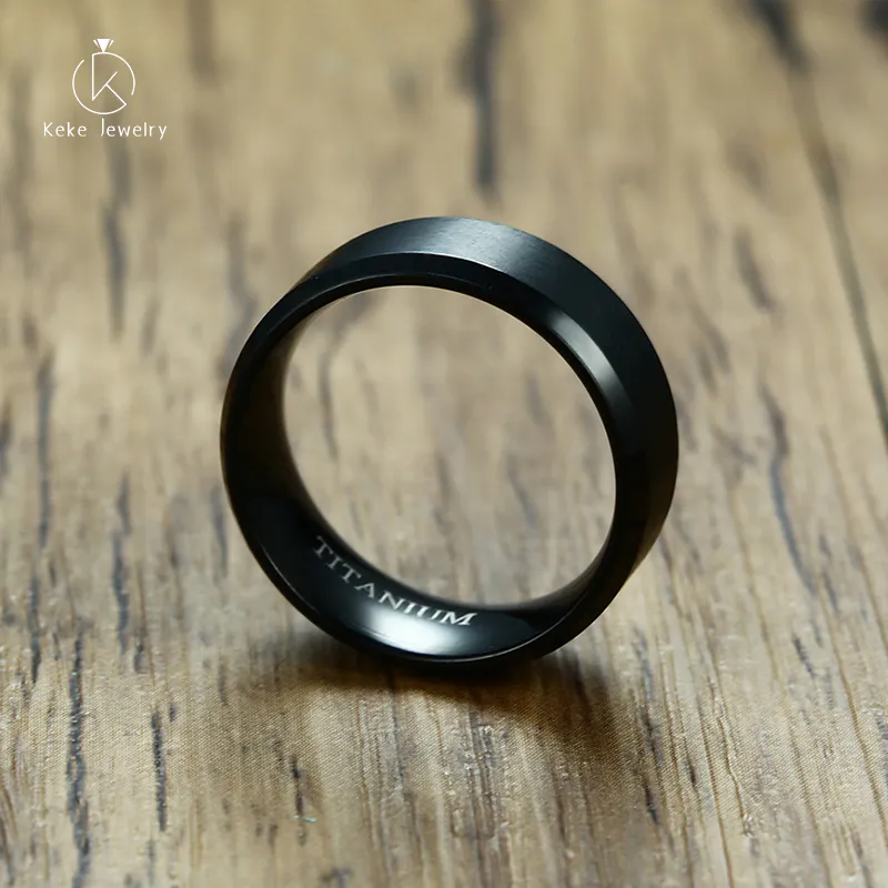 Customizable text 8MM hand-brushed titanium simple ring TR-022