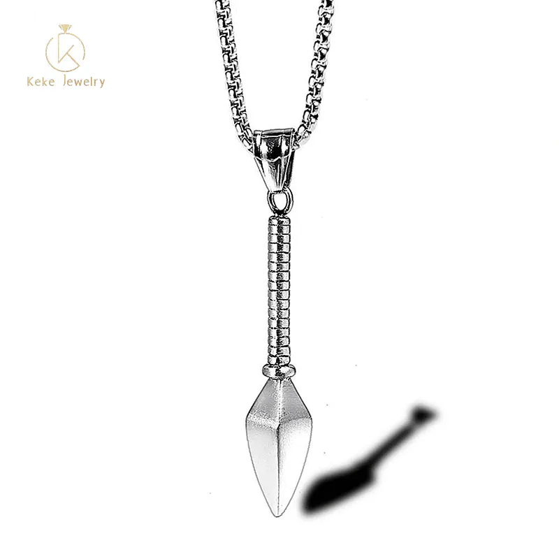 Men's Fashion Personality Stainless Steel Spearhead Casting Pendant Black/Gold/Silver Pendant Necklace PN-1221