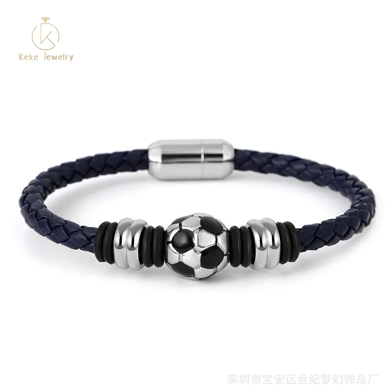 Jewelry bracelet 20.5CM titanium steel football accessories leather men's bracelet BL-447