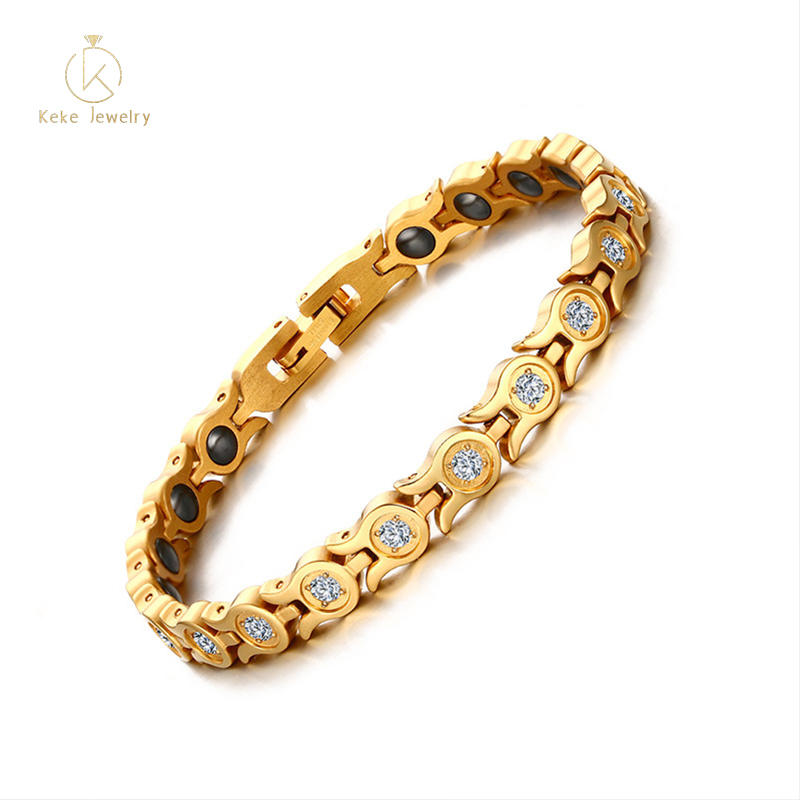 Korean Version of Zircon Inlaid Black Stone Gold Bracelet for Women SBRM-102