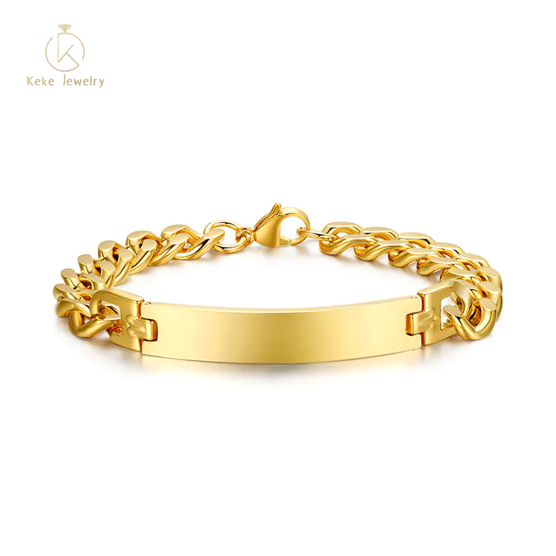 Korean fashion titanium steel men's bracelet, electroplated golden curved brand bracelet, fashion cool men's bracelet BR-004