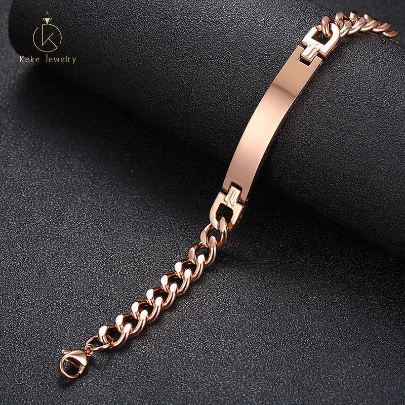 Korean fashion titanium steel men's bracelet, electroplated golden curved brand bracelet, fashion cool men's bracelet BR-004