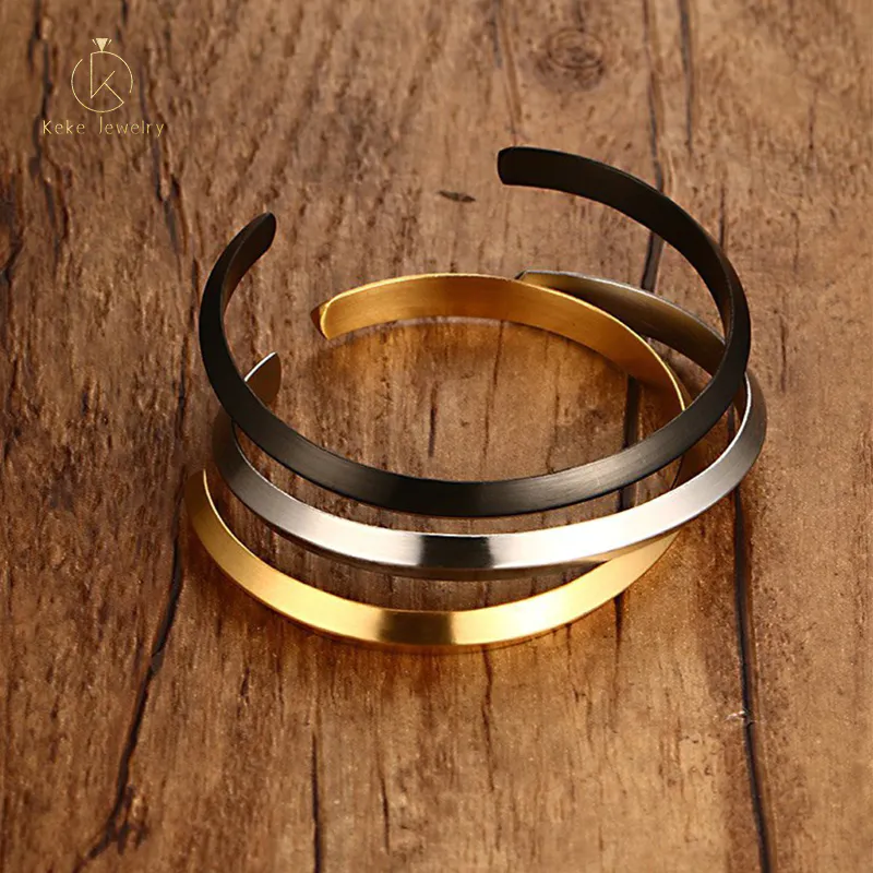 Antique open bracelet gold-plated smooth titanium steel couple bracelet simple atmosphere lettering B-103