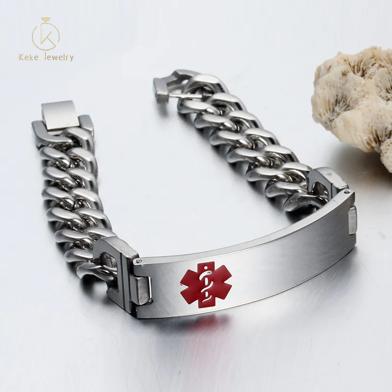 Titanium Steel Curved Brand Epoxy Red Bracelet Men's Bracelet Enamel Jewelry BR-102