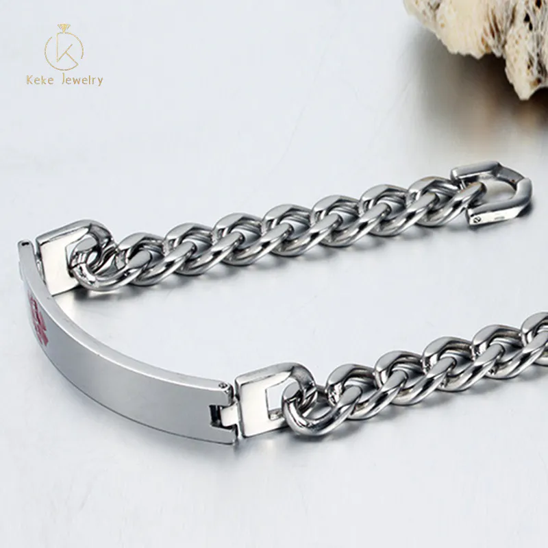 Titanium Steel Curved Brand Epoxy Red Bracelet Men's Bracelet Enamel Jewelry BR-102