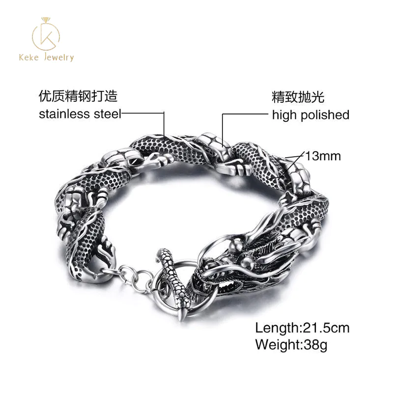 European and American fashion domineering titanium steel bracelet men's dragon-shaped bracelet BR423