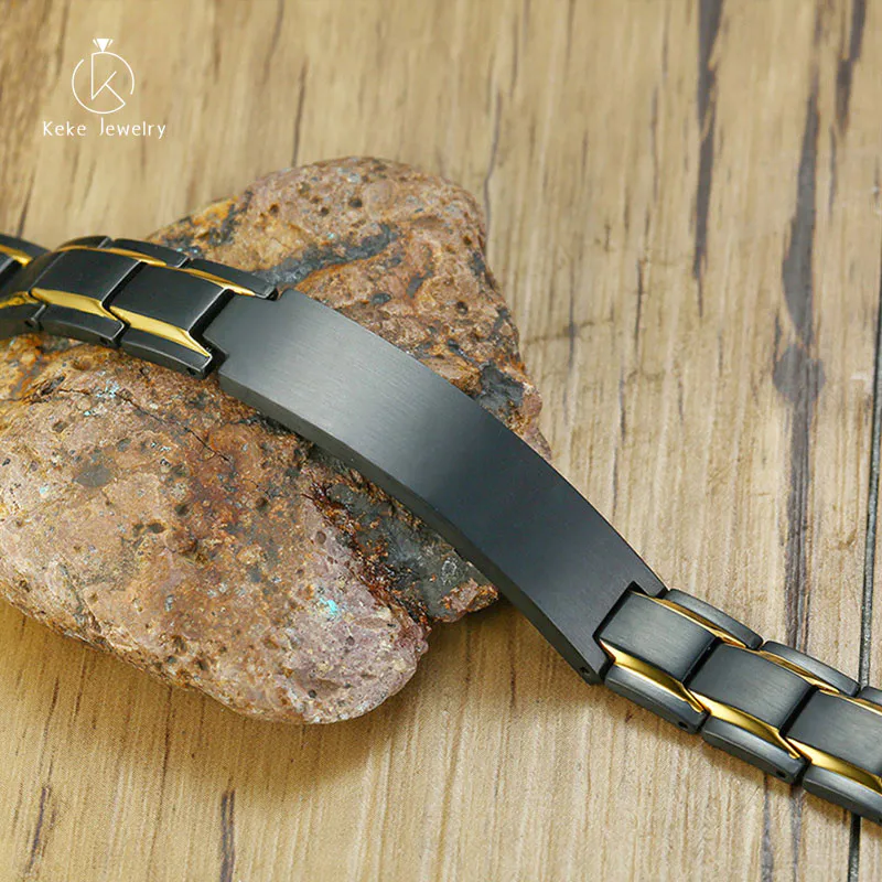 Titanium steel surface brushed curved brand bracelet men's bracelet can be engraved BR-612