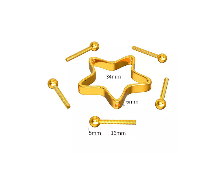 Non-perforated Breast Ring Stainless Steel Five-pointed Star