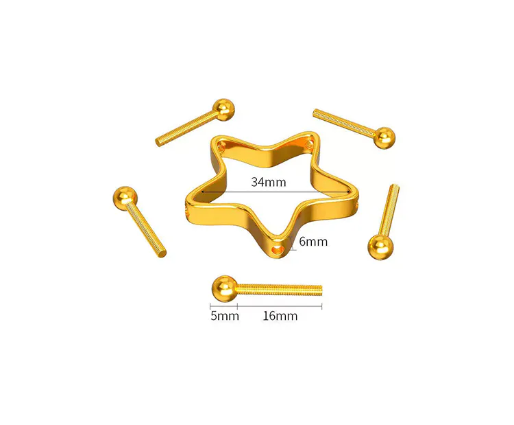 Non-perforated Breast Ring Stainless Steel Five-pointed Star