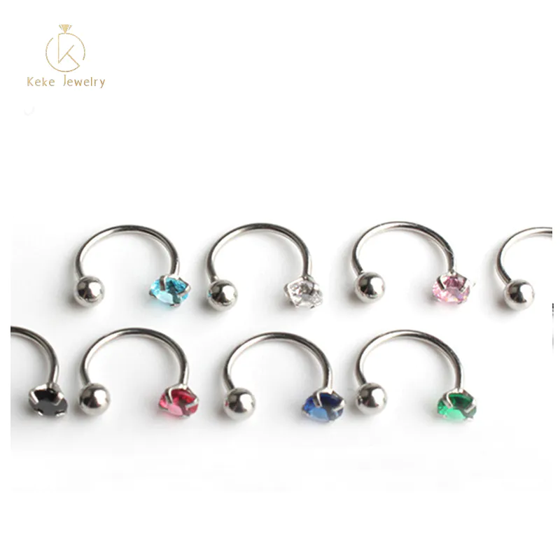Custom Horseshoe Nose Ring Creative Stainless Steel Ball Zircon Piercing Jewelry