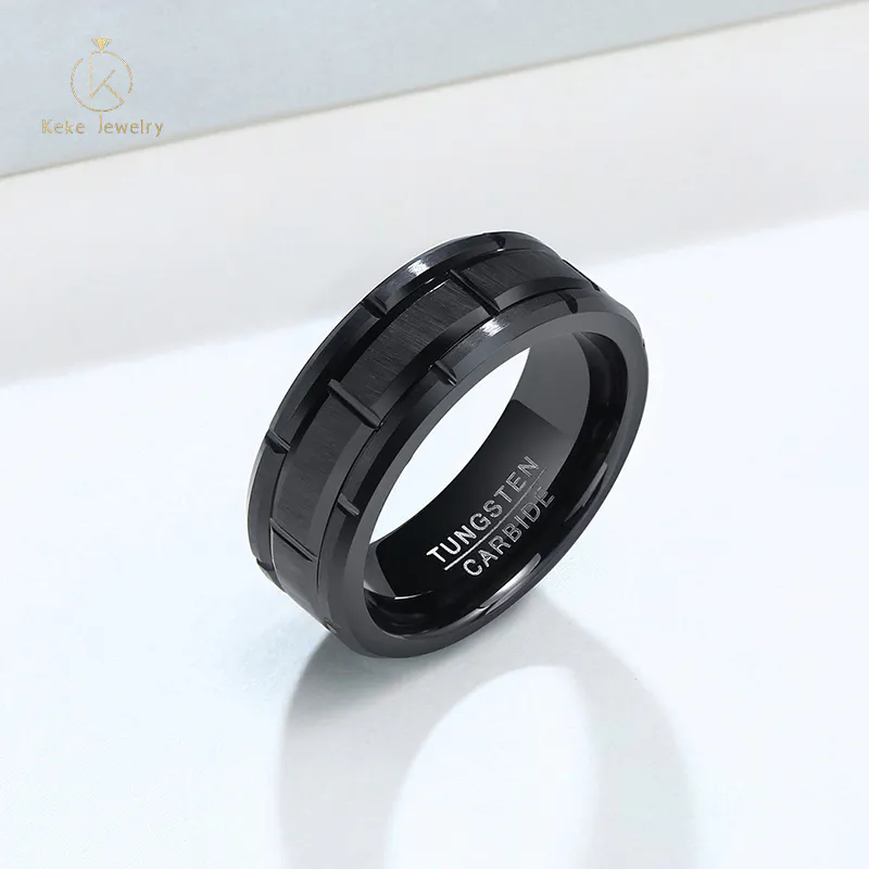 Beautiful Tire Element Design Tungsten Steel Black Men's Ring TCR-094