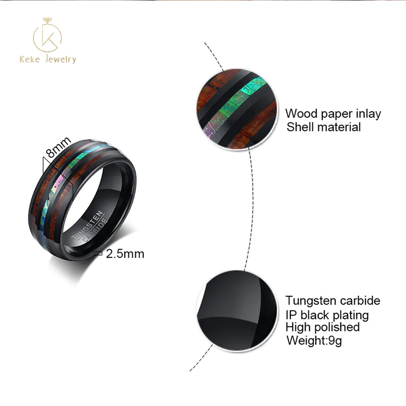 Custom Color and Wood Grain Design Men's Ring Jewelry TCR-095