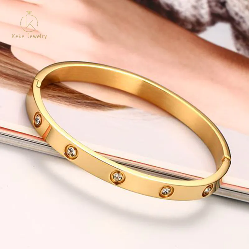 Custom Wholesale Personalized Bracelets 6mm with Rhinestones Gold- Rose Gold B-147