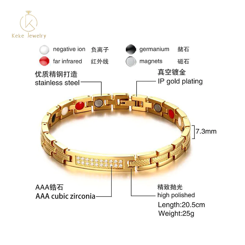 Ladies Stainless Steel Zircon Magnetic Gold Bracelet SBRM-121