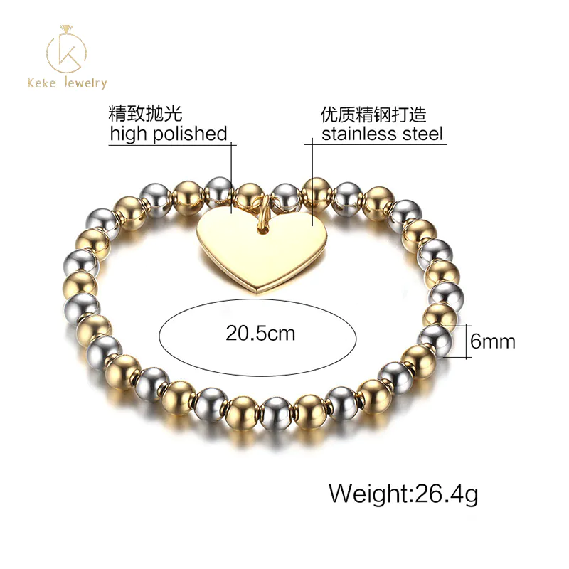 Wholesale 21CM Stainless Steel Heart-shaped Diamond Ladies Bracelet BR-274