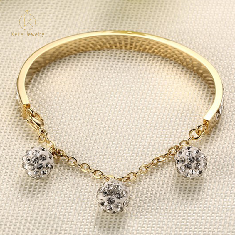 Wholesale Stainless Steel Diamond Small Hanging Ball Female Bracelet BR-223