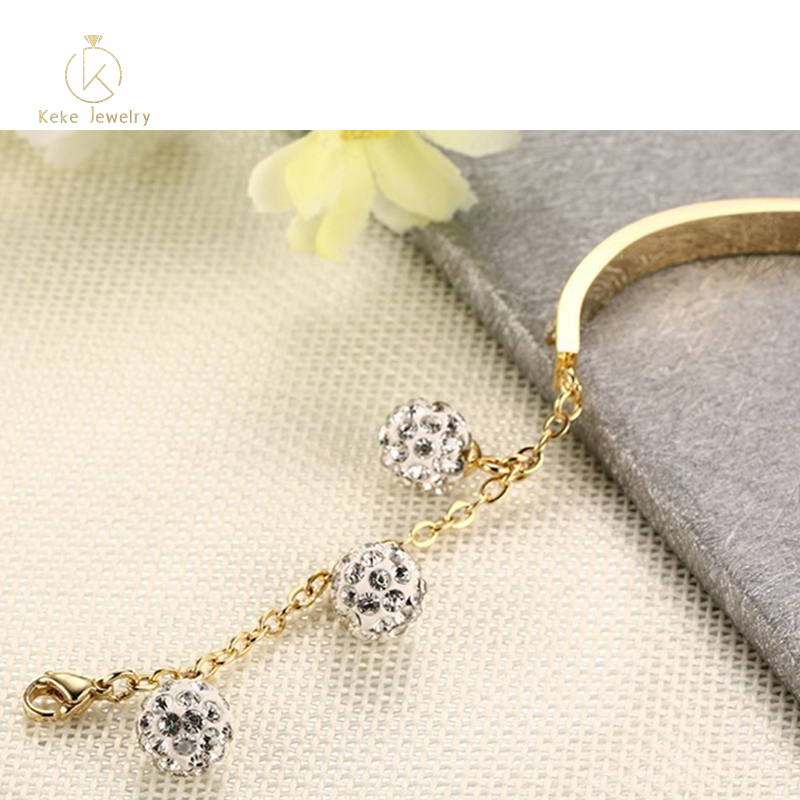 Wholesale Stainless Steel Diamond Small Hanging Ball Female Bracelet BR-223