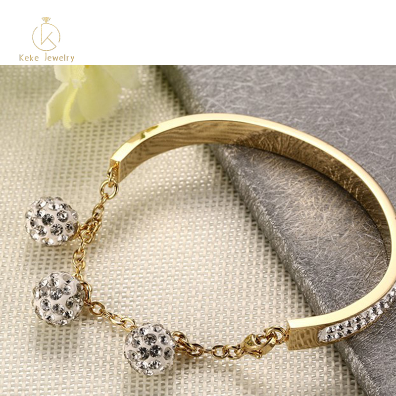 Wholesale Stainless Steel Diamond Small Hanging Ball Female Bracelet BR-223