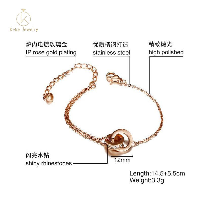 Titanium Steel Jewelry with Rhinestones Ladies Bracelets Factory China BR-456R
