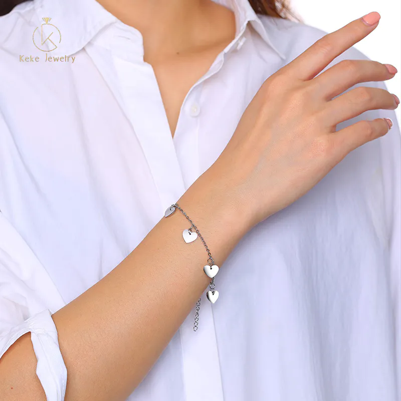 New Bangles Design Stainless Steel Heart-shaped Bracelet Supplies BR-723S