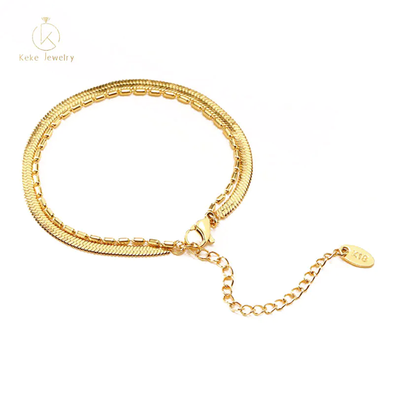 Wholesale Adjustable Double-layer Stainless Steel Gold  Bracelet Supplies BR-879