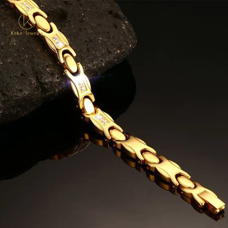 Wholesale Zircon with Magnetic Gold Ladies Bracelets Sale SBRM-113G