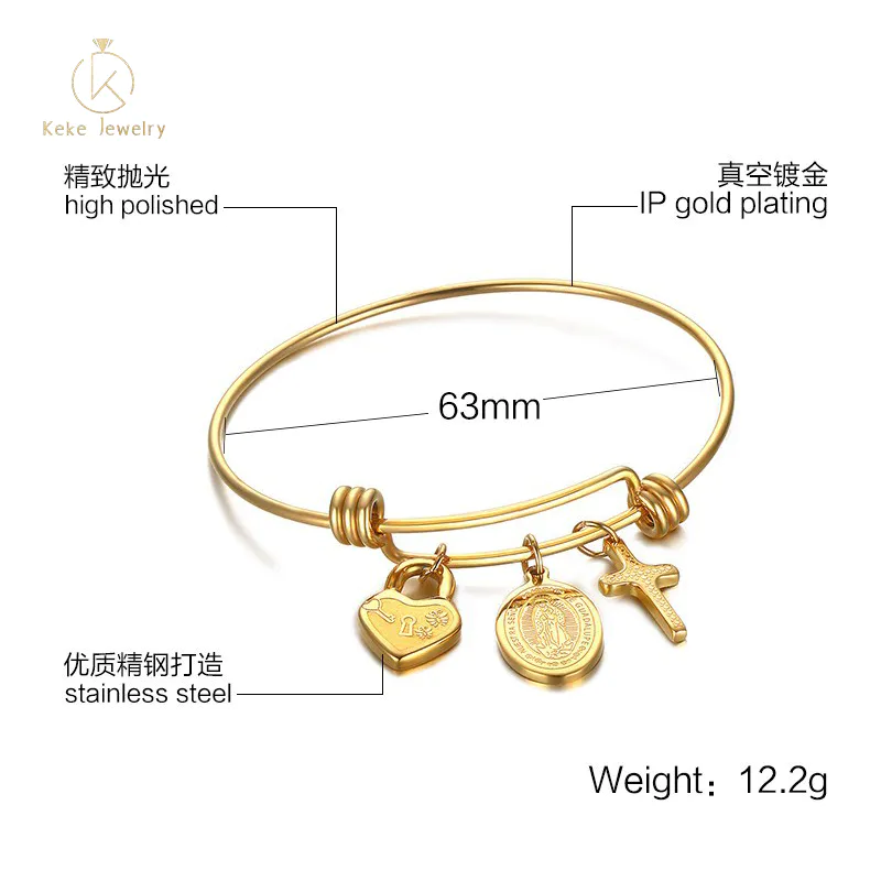 Wholesale Hot Selling Stainless Steel Cross Element Plating Gold Bracelet B-111