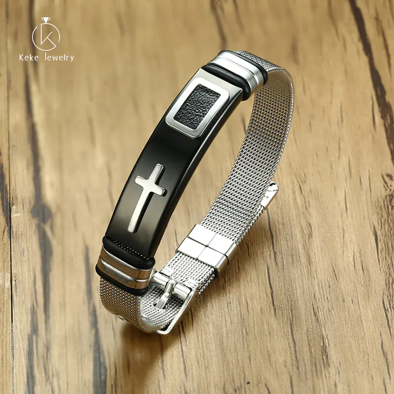 12MM Stainless Steel Cross Mesh Bracelet Korean Version BR-518
