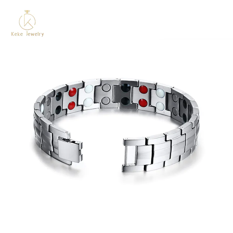Factory direct wholesale 15mm stainless steel double row magnet bracelet black men's bracelet SBRM-087