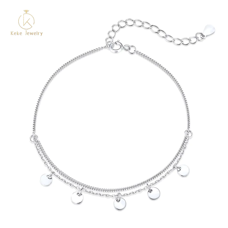 Custom fashion double anklet bracelet 925 silver elegant coin foot jewelry DY150029
