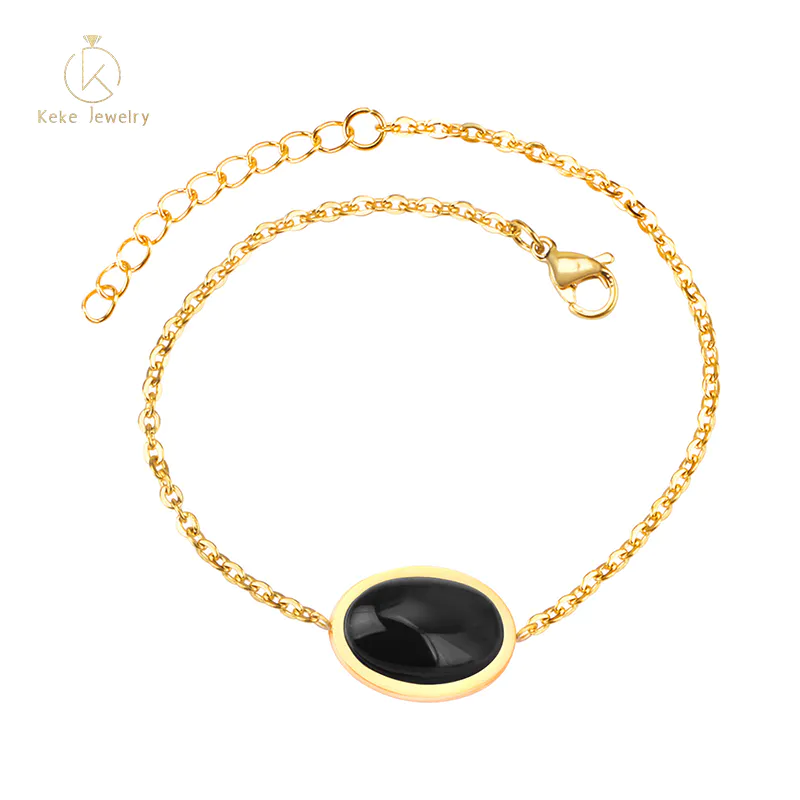 Fashion agate amber stone women selling tungsten steel plating 18k gold anklet REGB15
