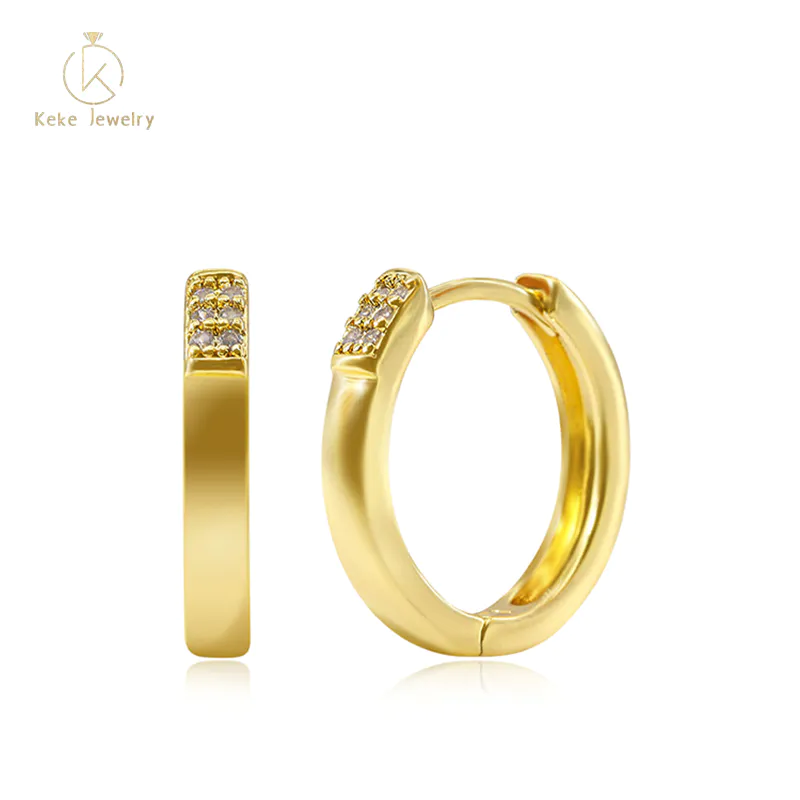 Manufacturer Wholesale Brass Copper Western Gold Plated Minimalist Hoop Huggie Earrings For Women EK9355