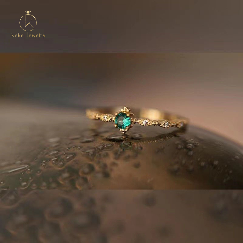 Stylish light luxury gemstone encrusted zircon plated 24-karat gold wedding ring H034